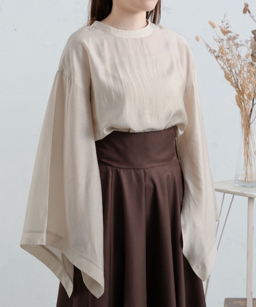 Ambre Neige(アンブルネージュ)の「2WAYシアーソデスリットブラウス/【WEB/EC限定商品】(シャツ/ブラウス・レディース・ライトベージュ/アイボリー/ピンク・FREE)」の9枚目の写真