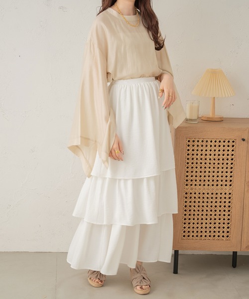 Ambre Neige(アンブルネージュ)の「2WAYシアーソデスリットブラウス/【WEB/EC限定商品】(シャツ/ブラウス・レディース・ライトベージュ/アイボリー/ピンク・FREE)」の5枚目の写真