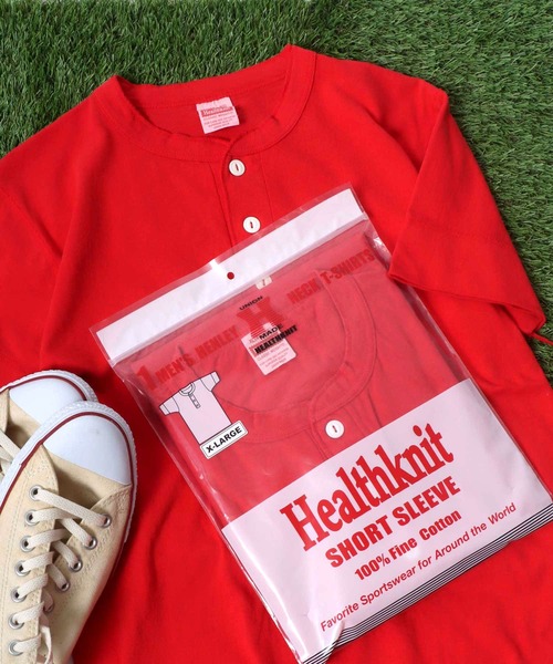 Healthknit（ヘルスニット）の「Healthknit（ヘルスニット）#906S ヘンリーネック製品染め半袖Tシャツ1P メンズ レディース/パックT（Tシャツ/カットソー・メンズ・グレー/チャコールグレー/ライトイエロー/サックスブルー/オリーブ/ブラック/ピンク/グリーン/ブラウン/レッド/ホワイト/サンドベージュ/ネイビー/イエロー/パープル・M/L/XL）」の15枚目の写真