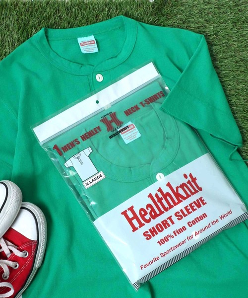 Healthknit（ヘルスニット）の「Healthknit（ヘルスニット）#906S ヘンリーネック製品染め半袖Tシャツ1P メンズ レディース/パックT（Tシャツ/カットソー・メンズ・グレー/チャコールグレー/ライトイエロー/サックスブルー/オリーブ/ブラック/ピンク/グリーン/ブラウン/レッド/ホワイト/サンドベージュ/ネイビー/イエロー/パープル・M/L/XL）」の9枚目の写真