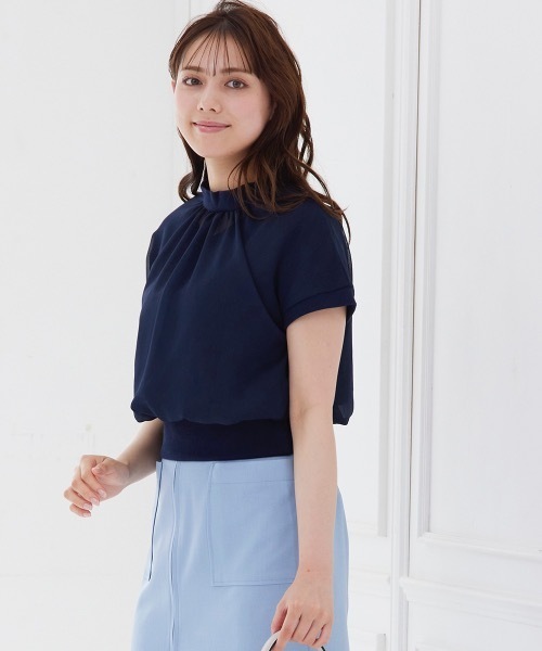 12Twelve Agenda（トゥエルブ　アジェンダ）の「プチハイネックインナー付ショート丈プルオーバー（Tシャツ/カットソー・レディース・オフホワイト/ピンクベージュ/ネイビー/ブルー/チャコールグレー/ブラック・M）」の9枚目の写真