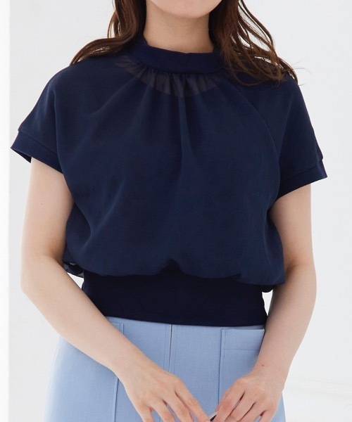 12Twelve Agenda（トゥエルブ　アジェンダ）の「プチハイネックインナー付ショート丈プルオーバー（Tシャツ/カットソー・レディース・オフホワイト/ピンクベージュ/ネイビー/ブルー/チャコールグレー/ブラック・M）」の21枚目の写真