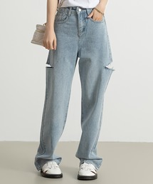 DAY CLOSET（デイ クローゼット）の「レディース カッティングストレートハイライズデニムパンツ（デニムパンツ）」