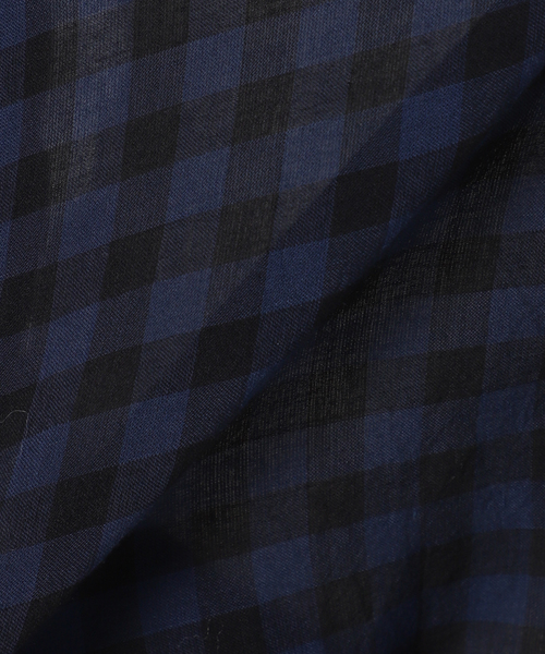 ARMEN(アーメン)の「【ARMEN】COTTON VOILE ギンガムチェックバンドカラーロング:ワンピース(ワンピース・レディース・ネイビー/イエロー・3)」の14枚目の写真