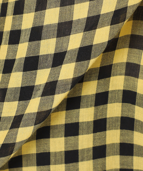 ARMEN(アーメン)の「【ARMEN】COTTON VOILE ギンガムチェックバンドカラーロング:ワンピース(ワンピース・レディース・ネイビー/イエロー・3)」の22枚目の写真