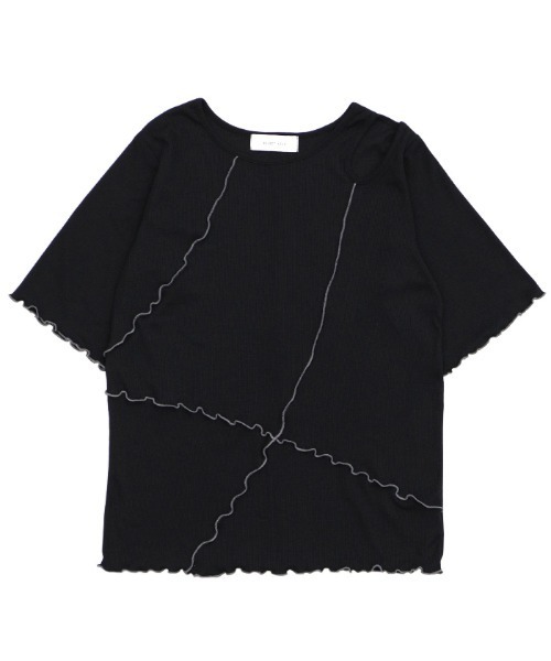 select MOCA(セレクトモカ)の「アシンメトリーバイカラーメロートップス(Tシャツ/カットソー・レディース・ブラック/カーキ/オフホワイト・FREE)」の9枚目の写真