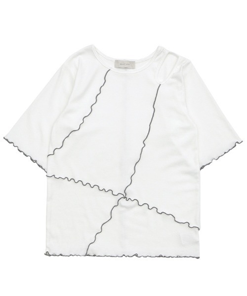 select MOCA(セレクトモカ)の「アシンメトリーバイカラーメロートップス(Tシャツ/カットソー・レディース・ブラック/カーキ/オフホワイト・FREE)」の13枚目の写真