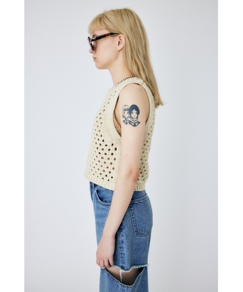 MOUSSY（マウジー）の「CROCHET タンクトップ（タンクトップ・レディース・アイボリー/グリーン/ブラウン・FREE）」の7枚目の写真