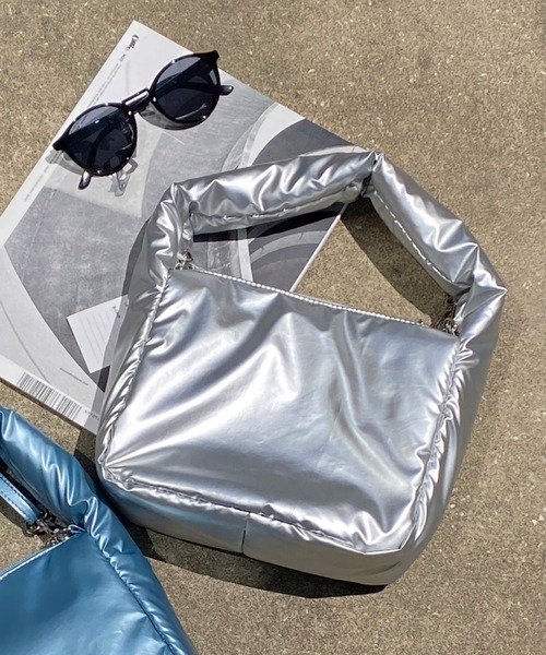 WEGO（ウィゴー）の「WEGO/【一部店限定】パデッドミニショルダー（ショルダーバッグ・レディース・サックスブルー/シルバー・FREE）」の4枚目の写真