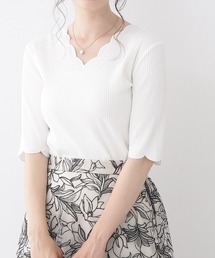 couture brooch | スカラ刺繍前後2WAYテレコトップス(Tシャツ/カットソー)