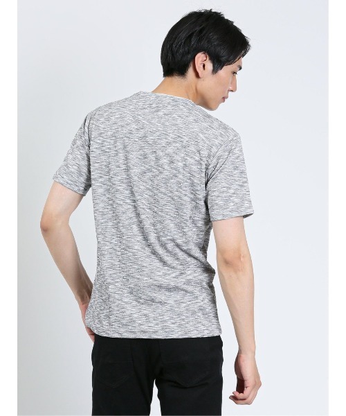 m.f.editorial（エムエフエディトリアル）の「【ストレッチ】m.f.エディトリアル メンズ ふくれケーブル クルーネック半袖Tシャツ（Tシャツ/カットソー・メンズ・ホワイト×ブラック/サックスブルー/ライトグレー・MEDIUM/X-LARGE/LARGE）」の5枚目の写真