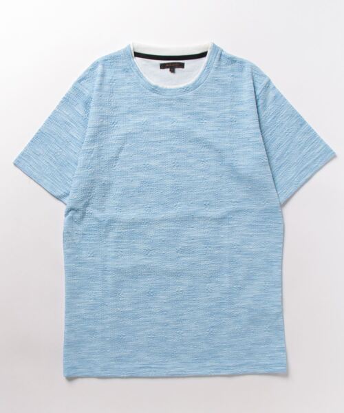 m.f.editorial（エムエフエディトリアル）の「【ストレッチ】m.f.エディトリアル メンズ ふくれケーブル クルーネック半袖Tシャツ（Tシャツ/カットソー・メンズ・ホワイト×ブラック/サックスブルー/ライトグレー・MEDIUM/X-LARGE/LARGE）」の7枚目の写真