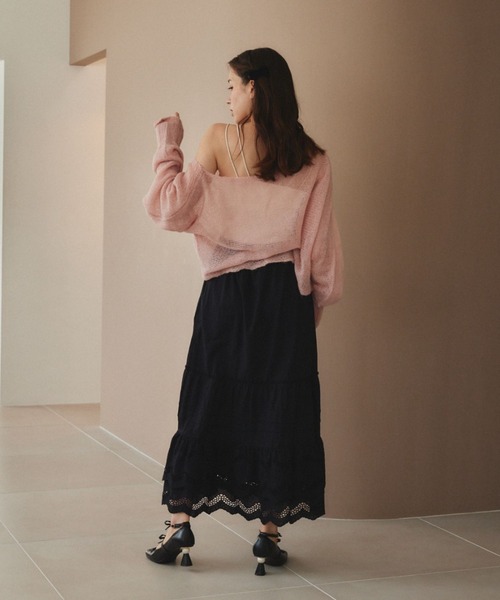 pomiii（ポミー）の「横編みショートニット（ニット/セーター・レディース・ピンク/ホワイト・FREE）」の17枚目の写真