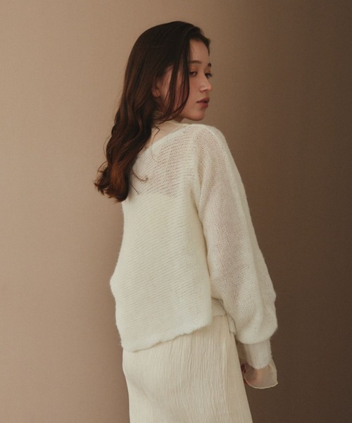 pomiii（ポミー）の「横編みショートニット（ニット/セーター・レディース・ピンク/ホワイト・FREE）」の7枚目の写真