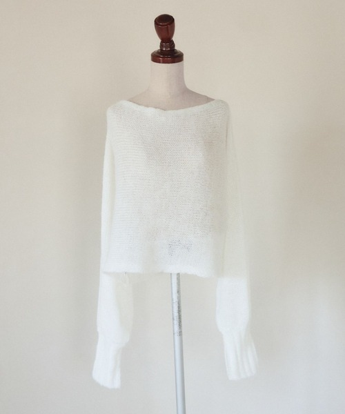 pomiii（ポミー）の「横編みショートニット（ニット/セーター・レディース・ピンク/ホワイト・FREE）」の14枚目の写真