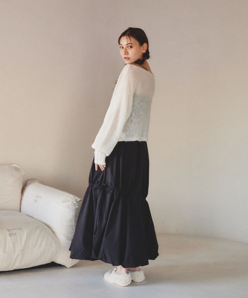 pomiii（ポミー）の「横編みショートニット（ニット/セーター・レディース・ピンク/ホワイト・FREE）」の10枚目の写真