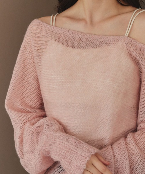 pomiii（ポミー）の「横編みショートニット（ニット/セーター・レディース・ピンク/ホワイト・FREE）」の21枚目の写真