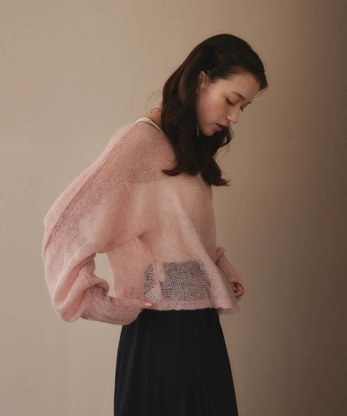 pomiii（ポミー）の「横編みショートニット（ニット/セーター・レディース・ピンク/ホワイト・FREE）」の19枚目の写真