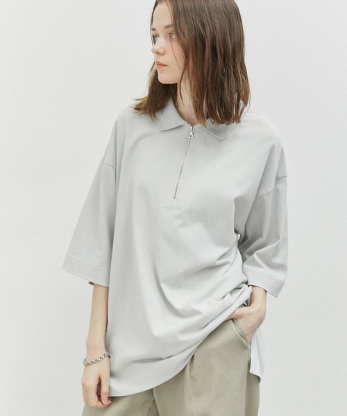 JUNRED(ジュンレッド)の「ハーフジップポロルーズPO(Tシャツ/カットソー・メンズ・ブラック/ミント/ライトグレー・L/M/S)」の3枚目の写真