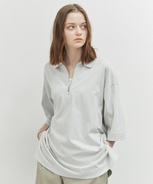 JUNRED(ジュンレッド)の「ハーフジップポロルーズPO(Tシャツ/カットソー・メンズ・ブラック/ミント/ライトグレー・L/M/S)」の6枚目の写真