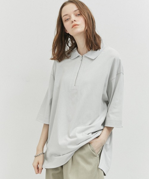 JUNRED(ジュンレッド)の「ハーフジップポロルーズPO(Tシャツ/カットソー・メンズ・ブラック/ミント/ライトグレー・L/M/S)」の7枚目の写真