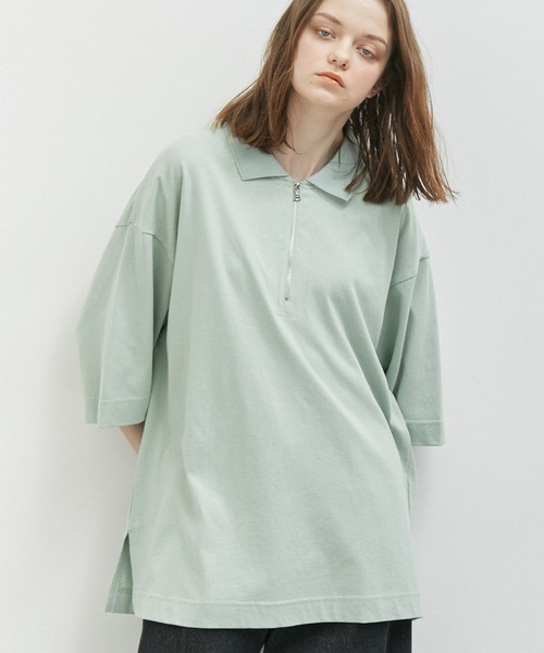 JUNRED(ジュンレッド)の「ハーフジップポロルーズPO(Tシャツ/カットソー・メンズ・ブラック/ミント/ライトグレー・L/M/S)」の8枚目の写真