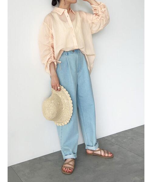 ehka sopo（エヘカソポ）の「デニムテーパードパンツ（デニムパンツ・レディース・ブルー/サックスブルー/ネイビー・F）」の5枚目の写真