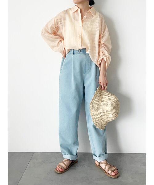 ehka sopo（エヘカソポ）の「デニムテーパードパンツ（デニムパンツ・レディース・ブルー/サックスブルー/ネイビー・F）」の6枚目の写真