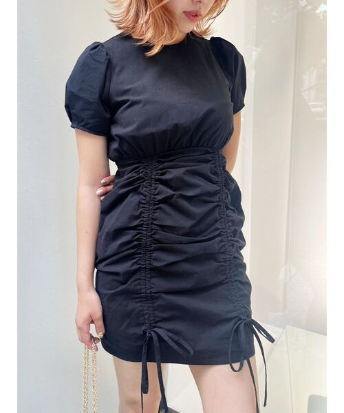 EVRIS（エヴリス）の「【WEB限定】ドロストミニワンピース（ワンピース・レディース・ブラック/ホワイト・FREE）」の5枚目の写真