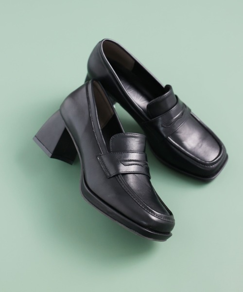 VIVIAN（ヴィヴィアン）の「スクエアトゥプラットフォームローファーパンプス　ZOZOTOWN+オフィシャルサイト限定商品（パンプス・レディース・ブラック・S/M/L/LL）」の2枚目の写真