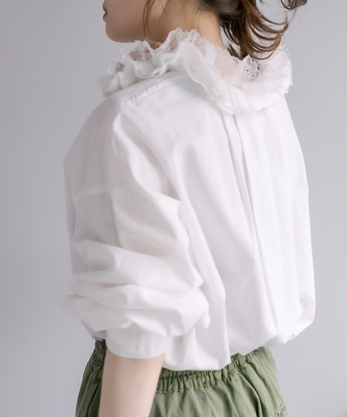 PUAL CE CIN(ピュアルセシン)の「【WEB限定】フリルが大人可愛いブラウス(シャツ/ブラウス・レディース・オフホワイト/ブラック・FREE)」の5枚目の写真