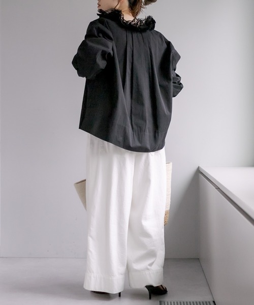 PUAL CE CIN(ピュアルセシン)の「【WEB限定】フリルが大人可愛いブラウス(シャツ/ブラウス・レディース・オフホワイト/ブラック・FREE)」の15枚目の写真