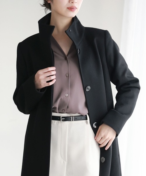 Filomo（フィローモ）の「[Filomo]カシミヤ ブレンドウールロングコートスタンドカラー（その他アウター・レディース・ネイビー/チャコールグレー/ブラック・M/L）」の10枚目の写真