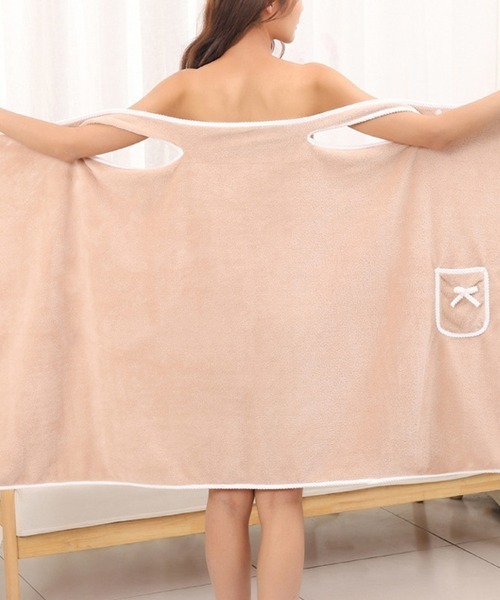 Doux Belle（ドゥーベル）の「ポケット付きバスラップタオル（ガウン/バスローブ・レディース・ピンク/ミント/ブルー/パープル/ベージュ・FREE）」の11枚目の写真