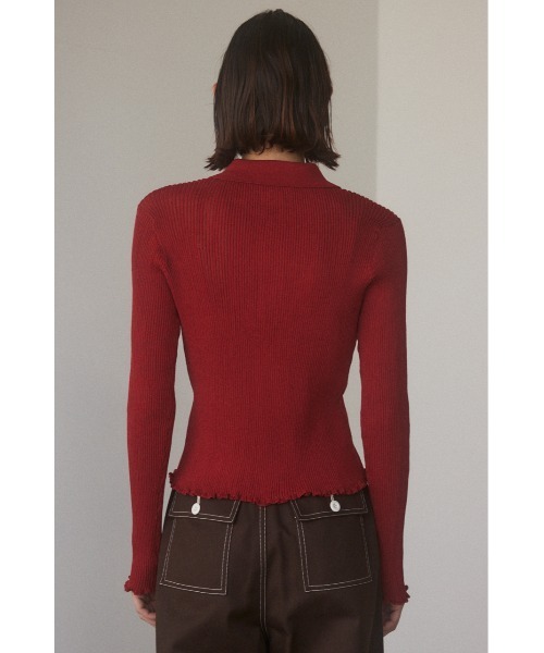 BLACK BY MOUSSY(ブラックバイマウジー)の「rib shirt knit tops(リブシャツニットトップス)(ニット/セーター・レディース・ライトカーキ/レッド/ブラック/オフホワイト・FREE)」の15枚目の写真