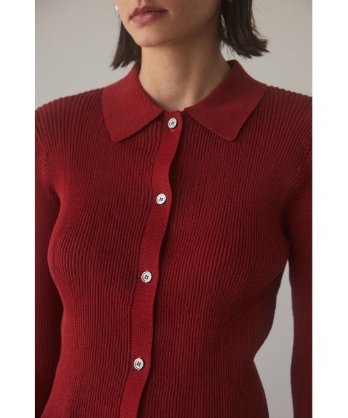 BLACK BY MOUSSY(ブラックバイマウジー)の「rib shirt knit tops(リブシャツニットトップス)(ニット/セーター・レディース・ライトカーキ/レッド/ブラック/オフホワイト・FREE)」の11枚目の写真