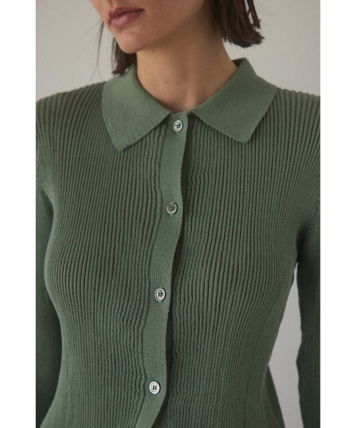 BLACK BY MOUSSY リブシャツニットトップス BLACK BY MOUSSY（ブラックバイマウジー）の「rib shirt knit