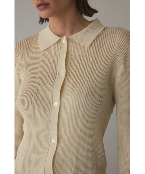 BLACK BY MOUSSY(ブラックバイマウジー)の「rib shirt knit tops(リブシャツニットトップス)(ニット/セーター・レディース・ライトカーキ/レッド/ブラック/オフホワイト・FREE)」の21枚目の写真
