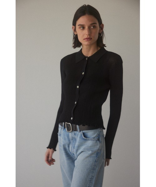 BLACK BY MOUSSY リブシャツニットトップス BLACK BY MOUSSY（ブラックバイマウジー）の「rib shirt knit