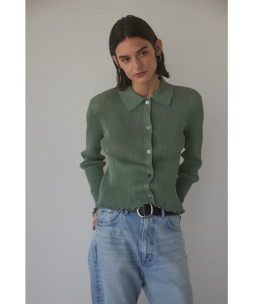 BLACK BY MOUSSY リブシャツニットトップス BLACK BY MOUSSY（ブラックバイマウジー）の「rib shirt knit