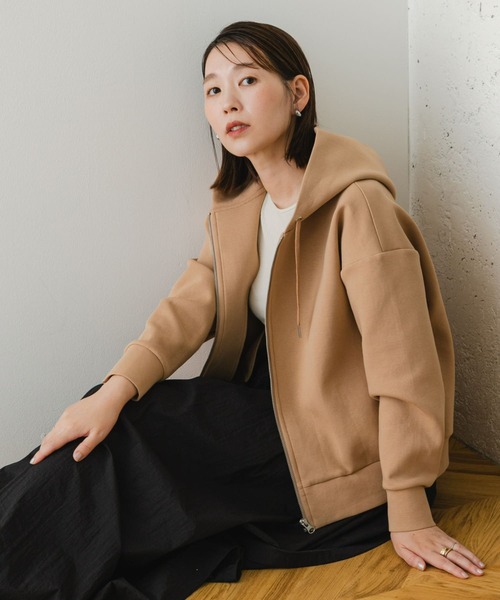 F by ROSSO(エフバイロッソ)の「F by ROSSO ダンボールニットショートZIPパーカー(パーカー・レディース・ベージュ/グレー・FREE)」の13枚目の写真