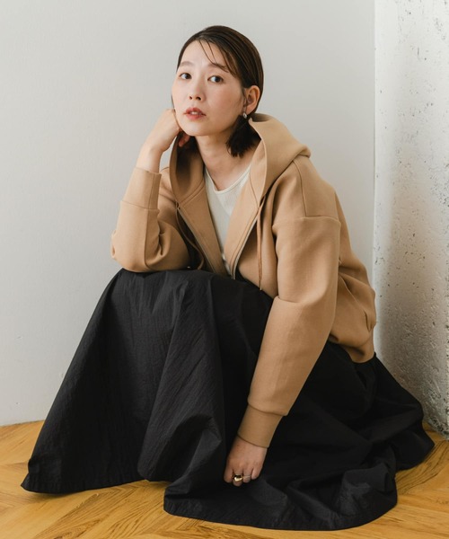 F by ROSSO(エフバイロッソ)の「F by ROSSO ダンボールニットショートZIPパーカー(パーカー・レディース・ベージュ/グレー・FREE)」の14枚目の写真