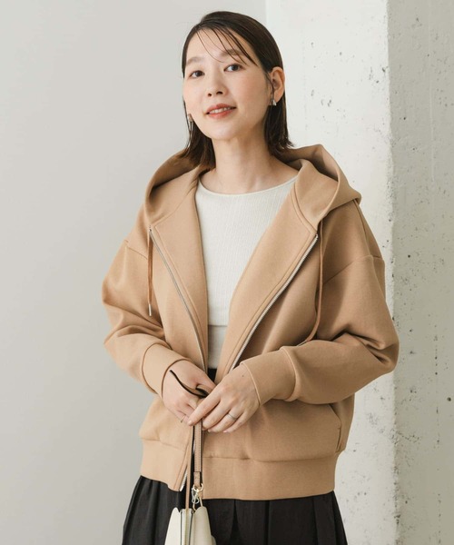 F by ROSSO(エフバイロッソ)の「F by ROSSO ダンボールニットショートZIPパーカー(パーカー・レディース・ベージュ/グレー・FREE)」の15枚目の写真