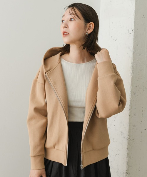 F by ROSSO(エフバイロッソ)の「F by ROSSO ダンボールニットショートZIPパーカー(パーカー・レディース・ベージュ/グレー・FREE)」の16枚目の写真