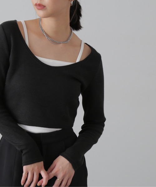 FREE'S MART（フリーズマート）の「キャミセットショート丈カットソー（Tシャツ/カットソー・レディース・ブルー/ブラウン/ブラック・FREE）」の8枚目の写真