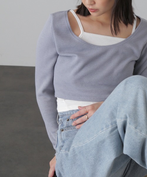 FREE'S MART（フリーズマート）の「キャミセットショート丈カットソー（Tシャツ/カットソー・レディース・ブルー/ブラウン/ブラック・FREE）」の14枚目の写真