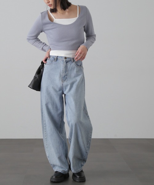 FREE'S MART（フリーズマート）の「キャミセットショート丈カットソー（Tシャツ/カットソー・レディース・ブルー/ブラウン/ブラック・FREE）」の12枚目の写真