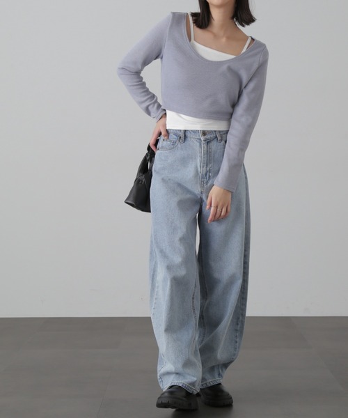 FREE'S MART（フリーズマート）の「キャミセットショート丈カットソー（Tシャツ/カットソー・レディース・ブルー/ブラウン/ブラック・FREE）」の17枚目の写真