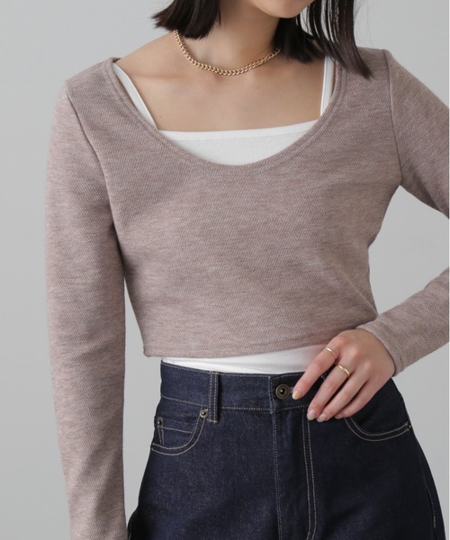 FREE'S MART（フリーズマート）の「キャミセットショート丈カットソー（Tシャツ/カットソー・レディース・ブルー/ブラウン/ブラック・FREE）」の18枚目の写真