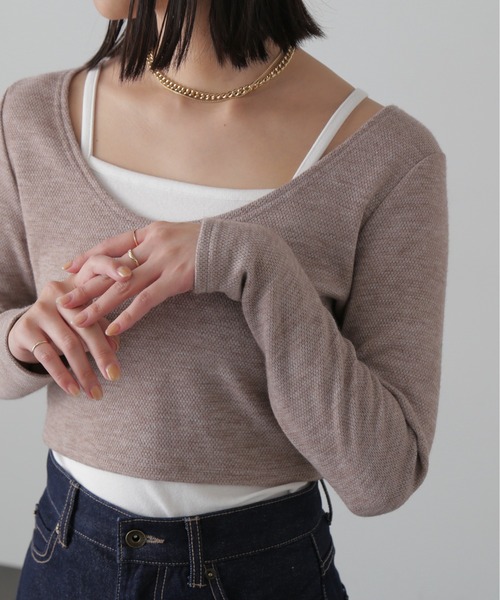 FREE'S MART（フリーズマート）の「キャミセットショート丈カットソー（Tシャツ/カットソー・レディース・ブルー/ブラウン/ブラック・FREE）」の15枚目の写真